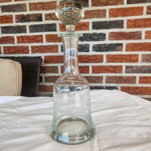 Vintage Etched Glass Wine Decanter